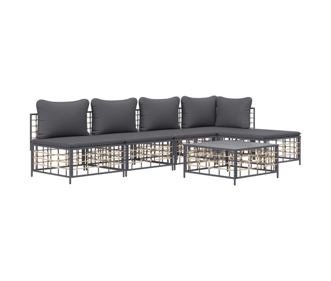 Conforama VidaXL Juego De Muebles De Jardín 6 Pzas Cojines Antracita Ratán PE