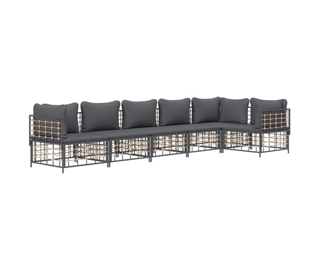 Conforama VidaXL Juego De Muebles De Jardín 6 Pzas Cojines Antracita Ratán PE