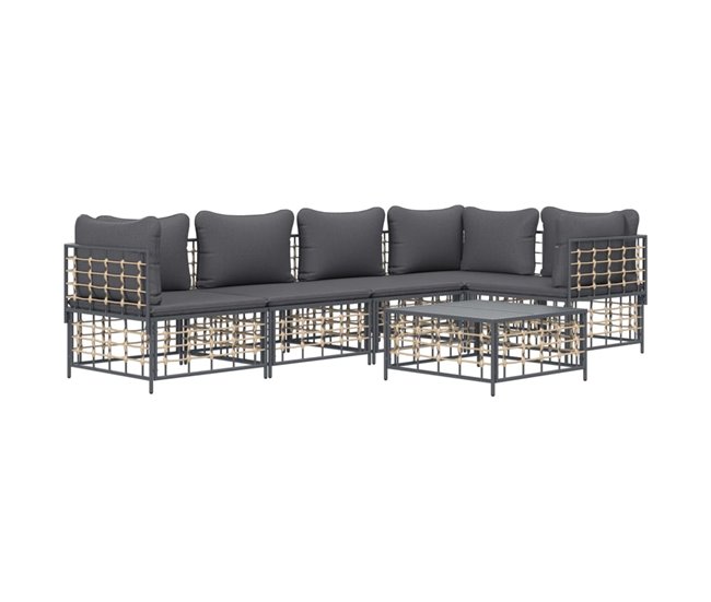 Conforama VidaXL Juego De Muebles De Jardín 6 Pzas Cojines Ratán PE