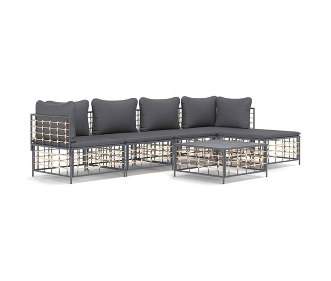 Conforama vidaXL Juego de muebles de jardín 6 pzas cojines ratán PE