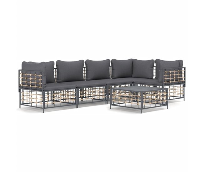 Conforama vidaXL Juego de muebles de jardín 6 pzas cojines ratán PE