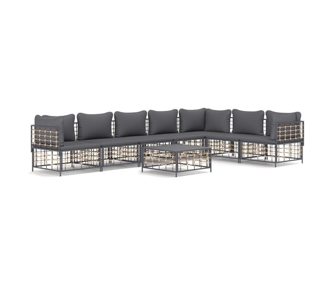 Conforama vidaXL Juego de muebles de jardín 8 pzas y cojines ratán PE antracita