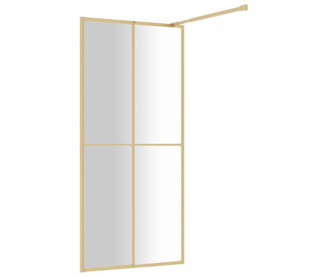 Conforama VidaXL Mampara Puerta De Ducha Vidrio Transparente ESG Dorado 80x195cm