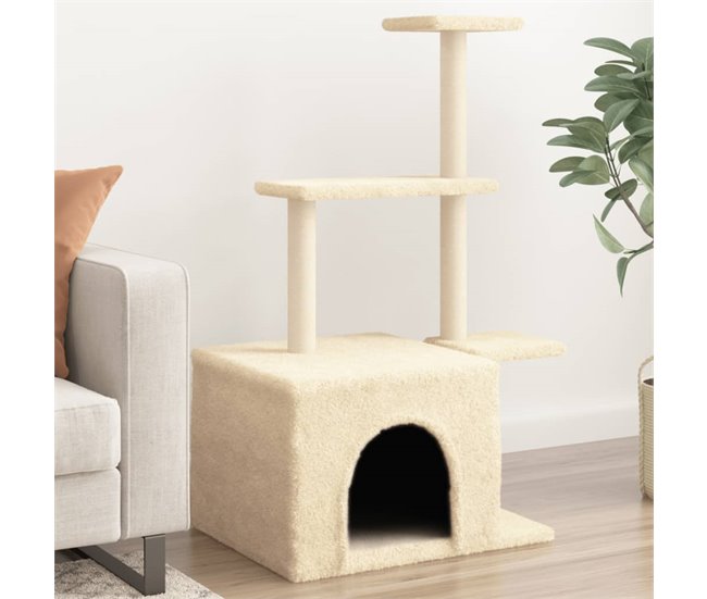 Conforama VidaXL Rascador Para Gatos Con Postes De Sisal Color Crema 110 Cm