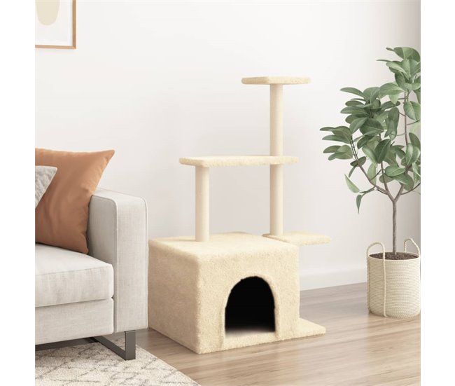 Conforama VidaXL Rascador Para Gatos Con Postes De Sisal Color Crema 110 Cm