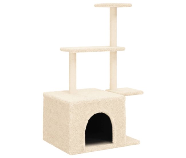 Conforama vidaXL Rascador para gatos con postes de sisal color crema 110 cm