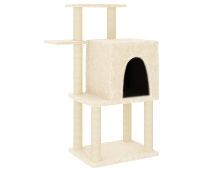Conforama vidaXL Rascador para gatos con postes de sisal color crema 97 cm