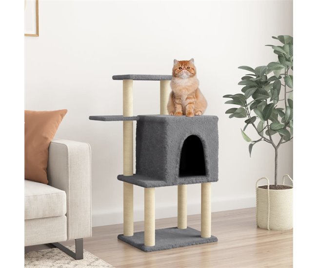 Conforama VidaXL Rascador Para Gatos Con Postes De Sisal Gris Oscuro 97 Cm