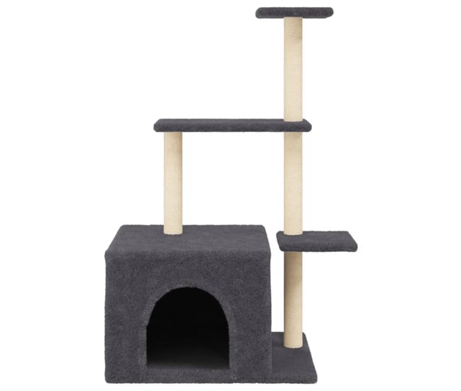Conforama VidaXL Rascador Para Gatos Con Postes De Sisal Gris Oscuro 110 Cm