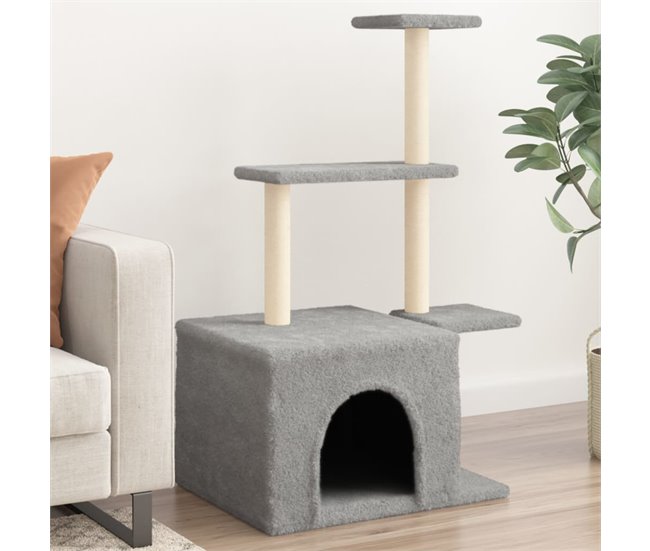 Conforama VidaXL Rascador Para Gatos Con Postes De Sisal Gris Claro 110 Cm