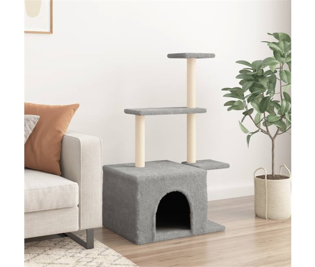 Conforama VidaXL Rascador Para Gatos Con Postes De Sisal Gris Claro 110 Cm