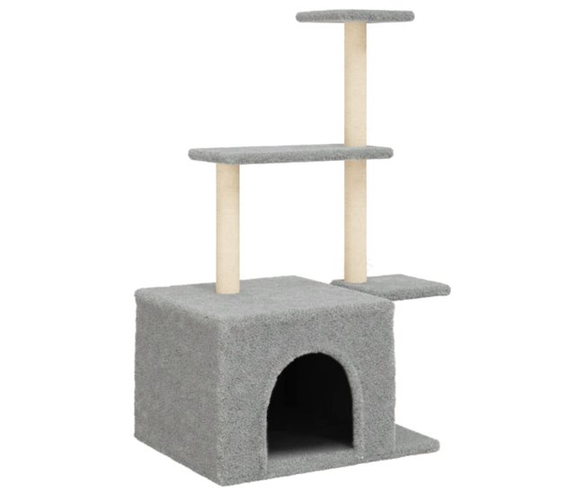 Conforama vidaXL Rascador para gatos con postes de sisal gris claro 110 cm