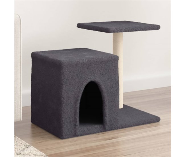 Conforama VidaXL Rascador Para Gatos Con Postes De Sisal Gris Oscuro 50 5 Cm