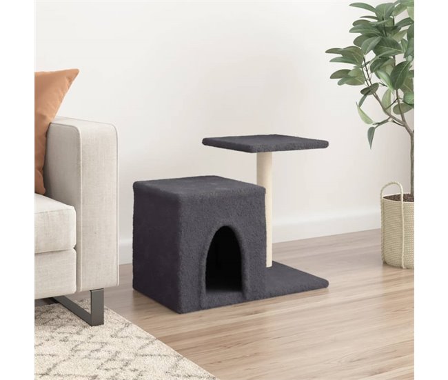 Conforama VidaXL Rascador Para Gatos Con Postes De Sisal Gris Oscuro 50 5 Cm