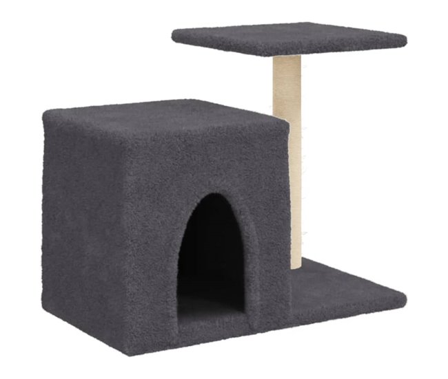 Conforama vidaXL Rascador para gatos con postes de sisal gris oscuro 50 5 cm