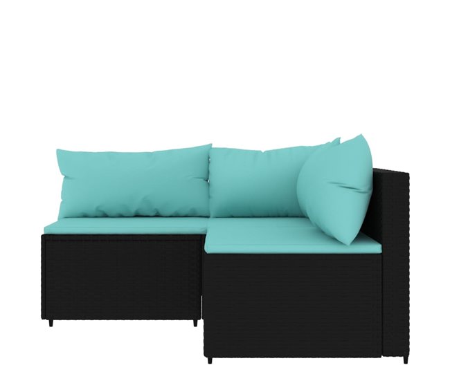 Conforama VidaXL Set De Muebles De Jardín 3 Pzas Y Cojines Ratán Sintético Negro