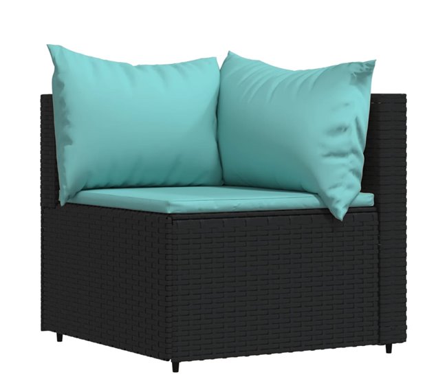 Conforama VidaXL Set De Muebles De Jardín 3 Pzas Y Cojines Ratán Sintético Negro