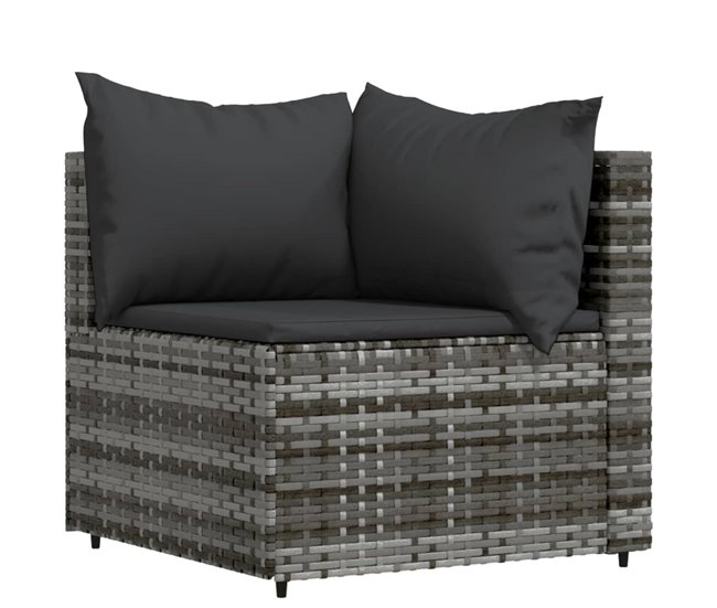 Conforama VidaXL Set De Muebles De Jardín 3 Pzas Y Cojines Ratán Sintético Gris