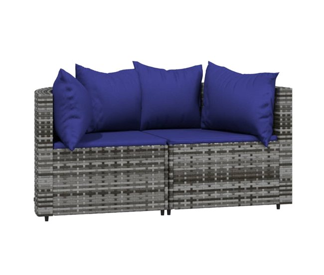 Conforama VidaXL Set De Muebles De Jardín 3 Pzas Y Cojines Ratán Sintético Gris