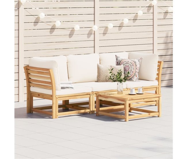 Conforama VidaXL Set De Muebles Para Jardín 3 Piezas Con Cojines Madera Acacia