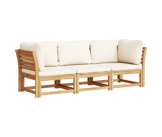Conforama vidaXL Set de muebles para jardín 3 piezas con cojines madera acacia