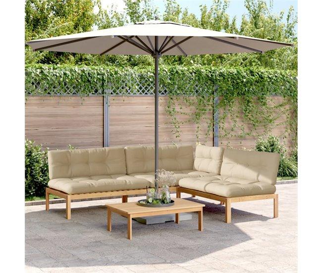 Conforama VidaXL Set De Sofás De Palets De Jardín Y Cojines 4 Pzas Madera Acacia