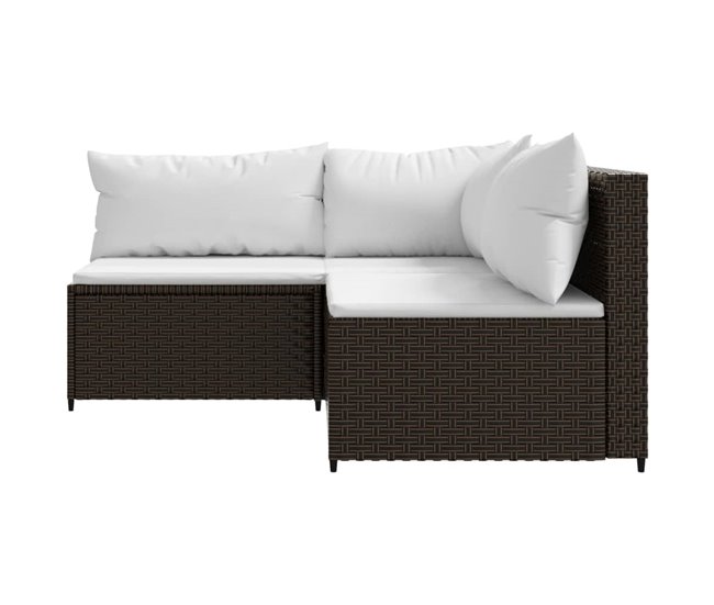 Conforama VidaXL Set Muebles De Jardín 3 Piezas Y Cojines Ratán Sintético Marrón