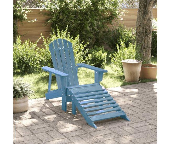 Conforama VidaXL Silla Adirondack Con Otomana Madera Maciza De Abeto Azul