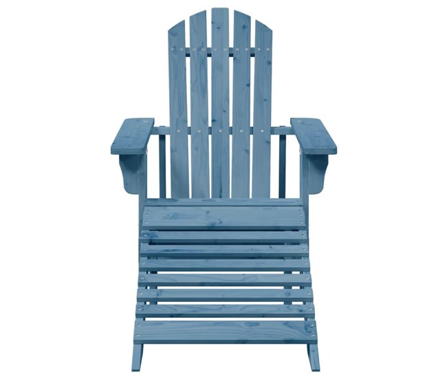 Conforama VidaXL Silla Adirondack Con Otomana Madera Maciza De Abeto Azul