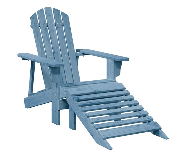 Conforama vidaXL Silla Adirondack con otomana madera maciza de abeto azul