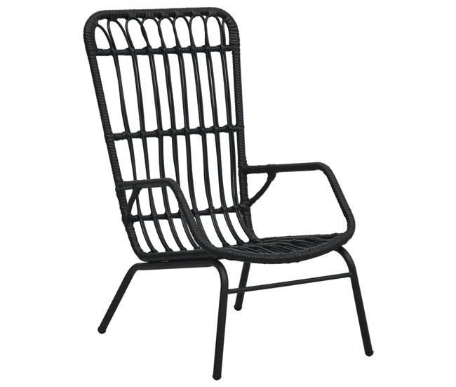 Conforama vidaXL Silla de jardín de ratán sintético negro