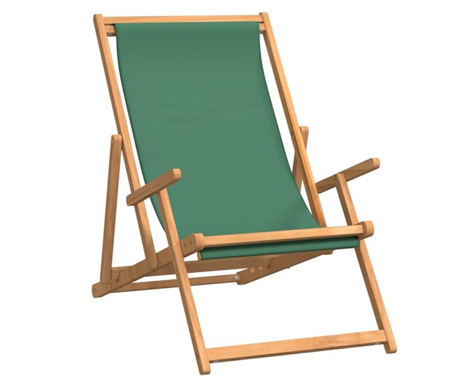 Conforama vidaXL Silla de playa plegable de madera maciza de teca verde