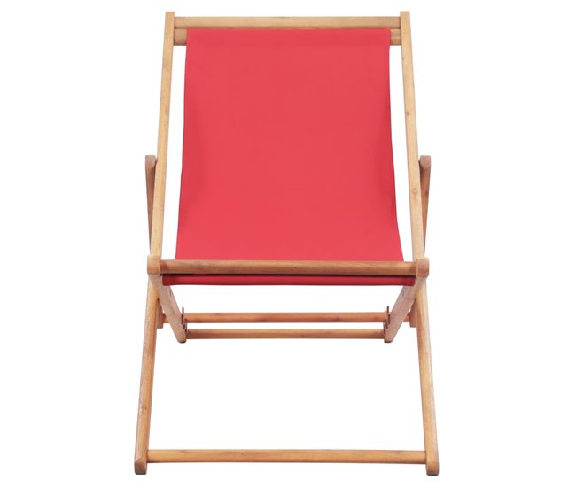 Conforama VidaXL Silla De Playa Plegable De Tela Y Estructura De Madera Roja