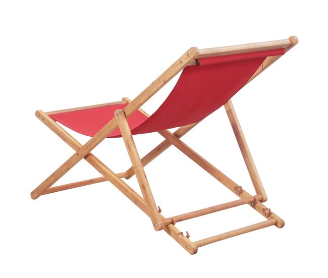 Conforama VidaXL Silla De Playa Plegable De Tela Y Estructura De Madera Roja