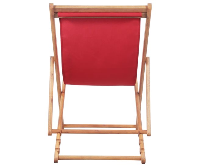Conforama VidaXL Silla De Playa Plegable De Tela Y Estructura De Madera Roja