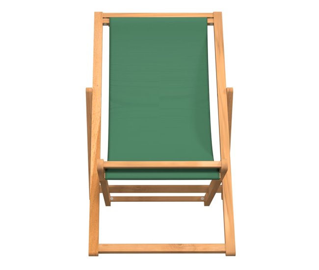 Conforama VidaXL Silla De Playa Plegable Madera Maciza De Teca Verde