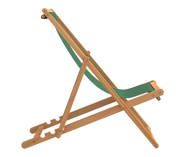 Conforama VidaXL Silla De Playa Plegable Madera Maciza De Teca Verde