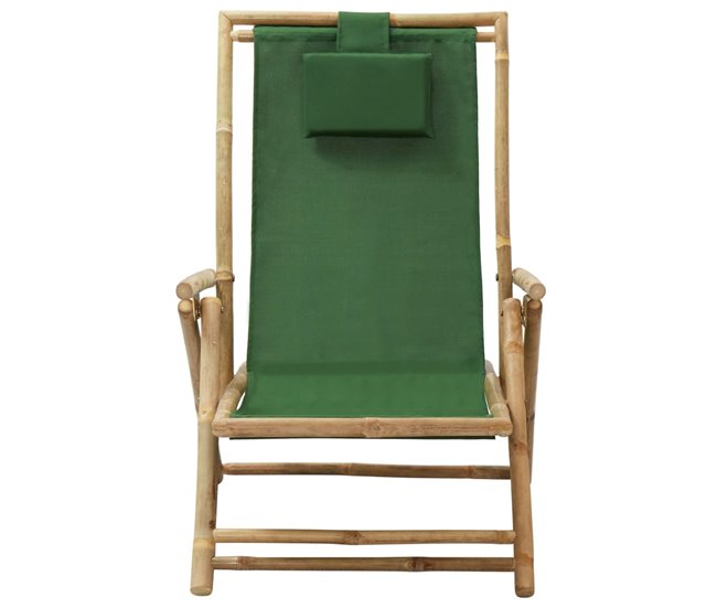 Conforama VidaXL Silla De Relax Reclinable De Bambú Y Tela Verde