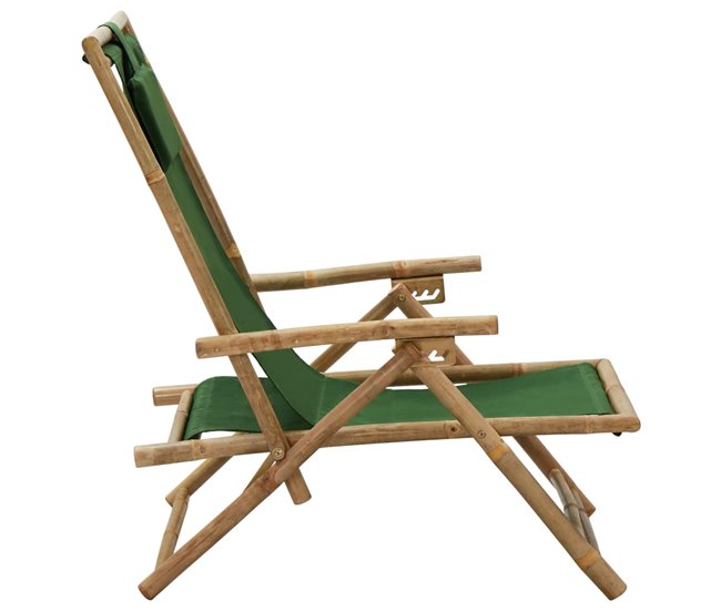 Conforama VidaXL Silla De Relax Reclinable De Bambú Y Tela Verde