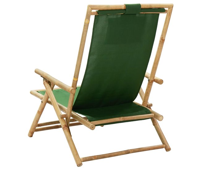 Conforama VidaXL Silla De Relax Reclinable De Bambú Y Tela Verde