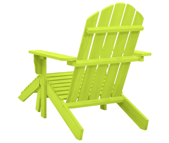 Conforama VidaXL Silla Jardín Adirondack Con Otomana Madera Maciza Abeto Verde