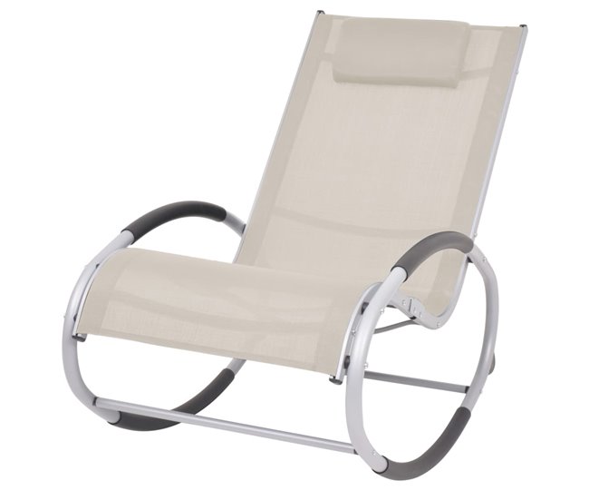 Conforama vidaXL Silla mecedora de jardín de textilene color crema