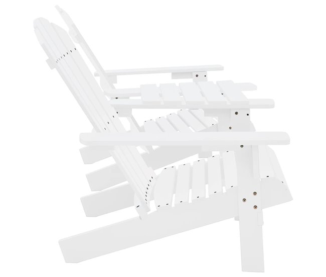 Conforama VidaXL Sillas Adirondack De Jardín Y Mesita Madera Maciza Abeto Blanco