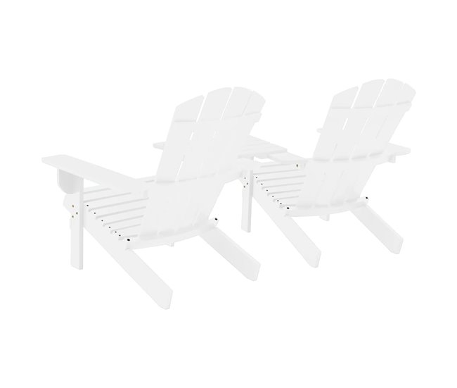Conforama VidaXL Sillas Adirondack De Jardín Y Mesita Madera Maciza Abeto Blanco