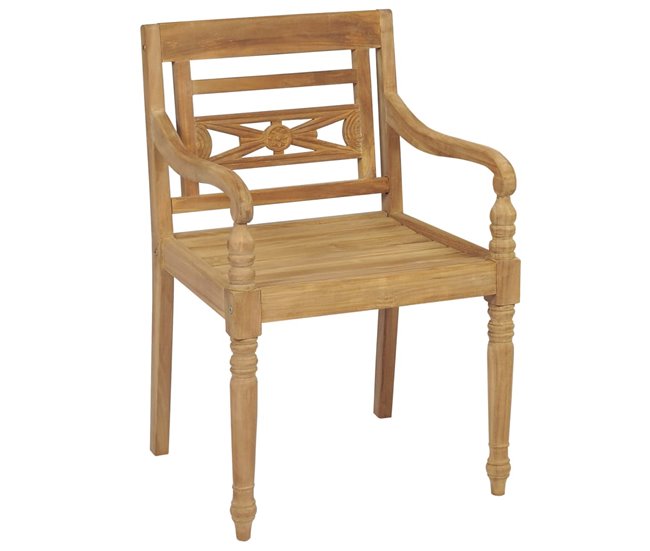 Conforama VidaXL Sillas Batavia 2 Uds Teca Maciza Con Cojines Azul