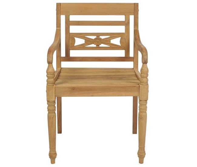 Conforama VidaXL Sillas Batavia 2 Uds Teca Maciza Con Cojines Azul