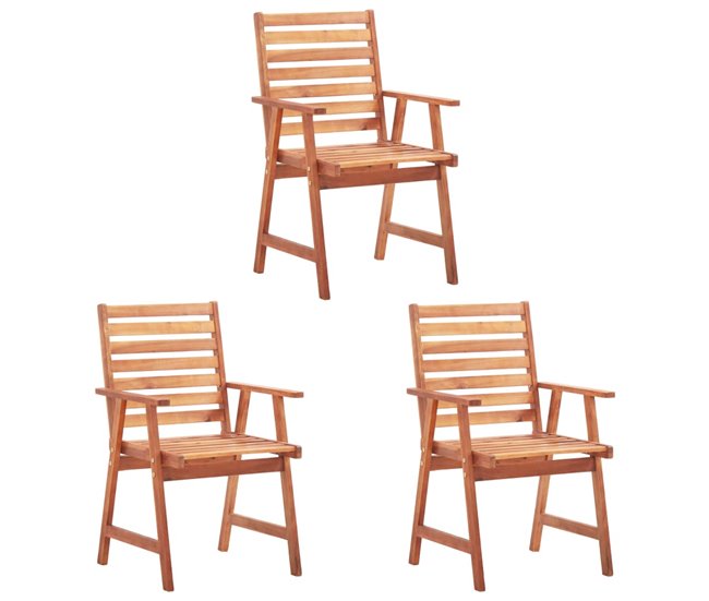 Conforama VidaXL Sillas Comedor De Jardín 3 Uds Madera Maciza Acacia Y Cojines