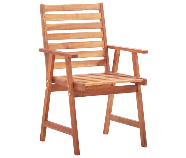 Conforama VidaXL Sillas Comedor De Jardín 3 Uds Madera Maciza Acacia Y Cojines