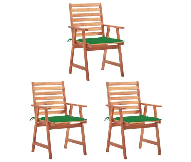 Conforama vidaXL Sillas comedor de jardín 3 uds madera maciza acacia y cojines