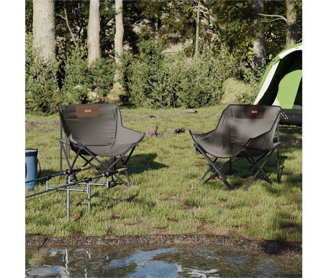 Conforama VidaXL Sillas De Camping Con Bolsillo Plegables 2 Unidades Gris
